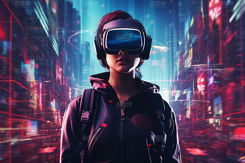 赛博VR眼镜光效科幻素材