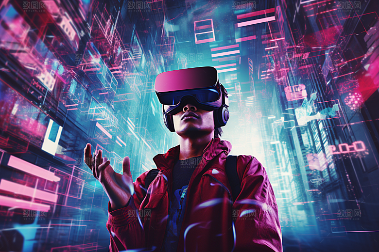 赛博VR眼镜光效科技素材