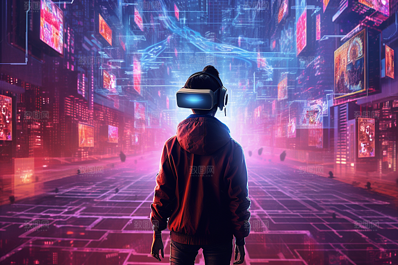 赛博VR眼镜科幻信息技术素材