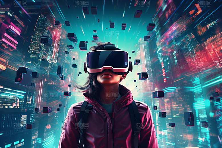 赛博VR眼镜高清夜之城素材