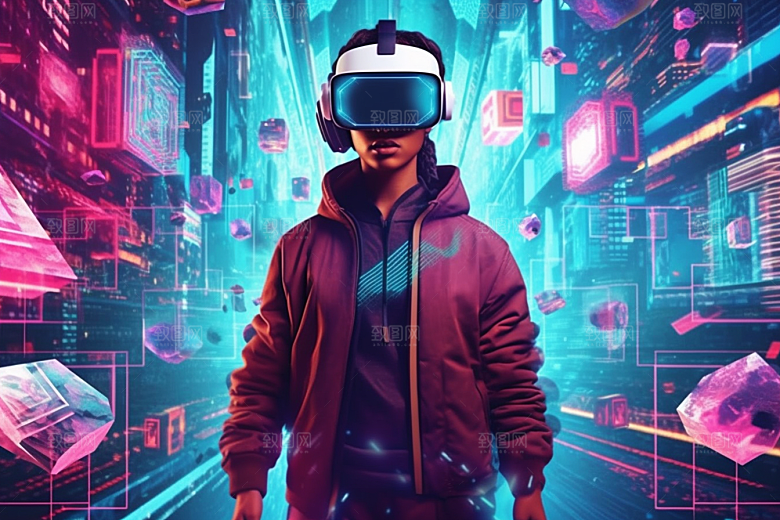 赛博VR眼镜信息技术头戴式眼镜素材