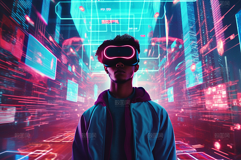 赛博VR眼镜夜之城科幻素材