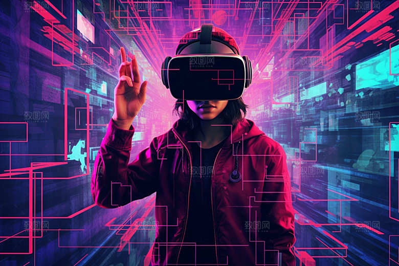 赛博VR眼镜信息技术科技素材
