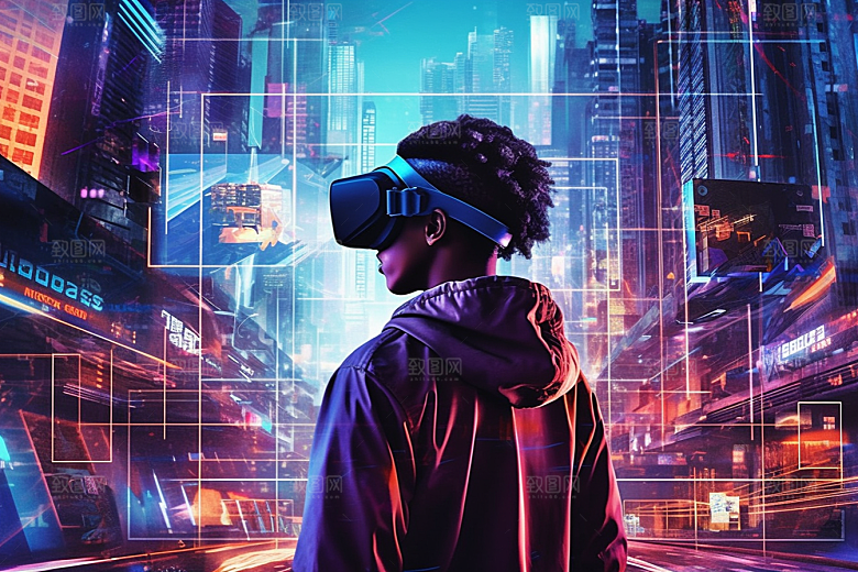赛博VR眼镜科技头戴式眼镜素材