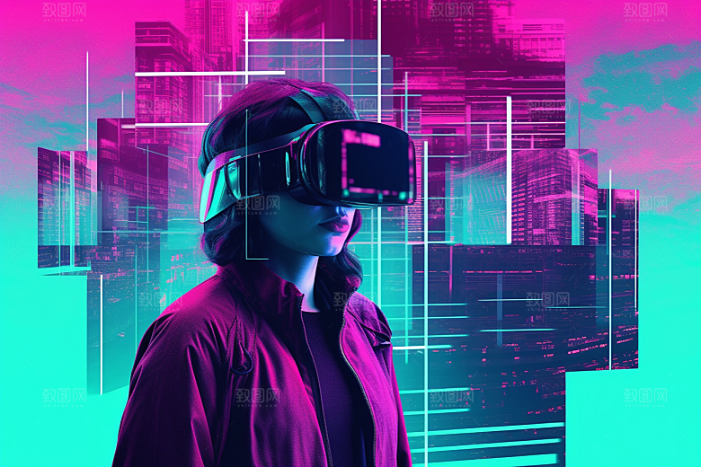 赛博VR眼镜光效科幻素材