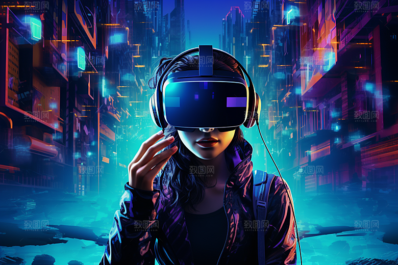 赛博VR眼镜赛博朋克光效素材