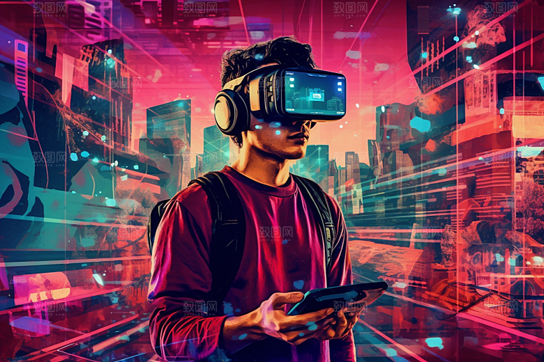 赛博VR眼镜头戴式眼镜赛博朋克素材