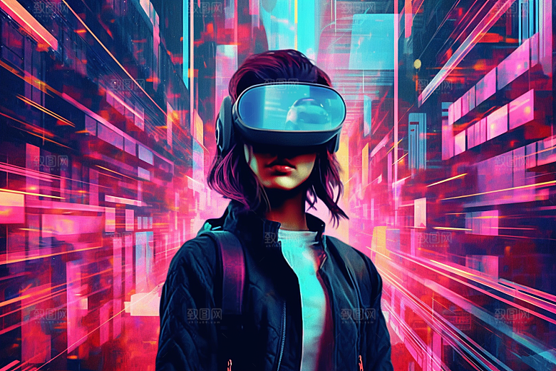 赛博VR眼镜夜之城科技素材