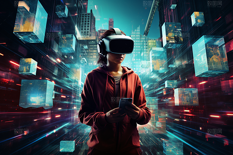 赛博VR眼镜夜之城信息技术素材