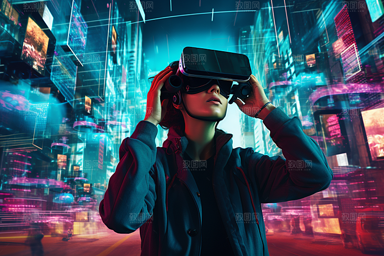 赛博VR眼镜头戴式眼镜科幻素材