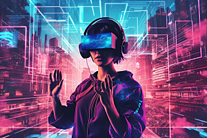 赛博VR眼镜光效科幻素材