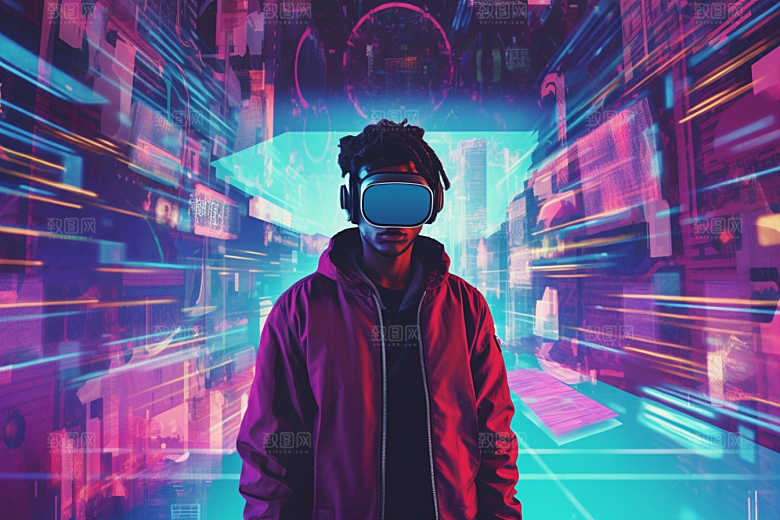 赛博VR眼镜光效时尚素材
