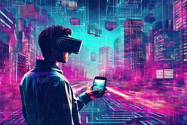 赛博VR眼镜信息技术赛博朋克素材