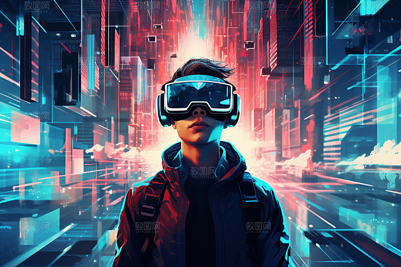 赛博VR眼镜头戴式眼镜科幻素材
