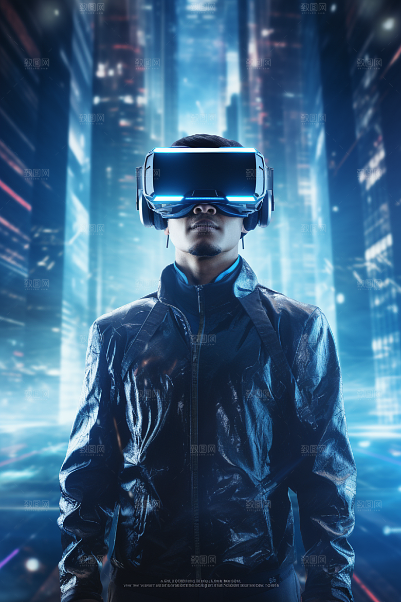 赛博VR眼镜高清信息技术素材
