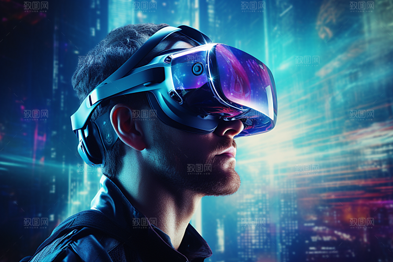 赛博VR眼镜头戴式眼镜科技素材