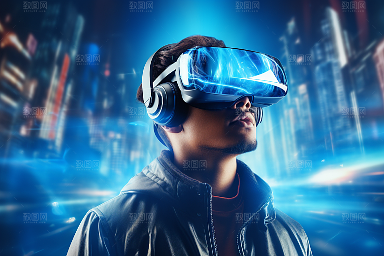 赛博VR眼镜头戴式眼镜光效素材