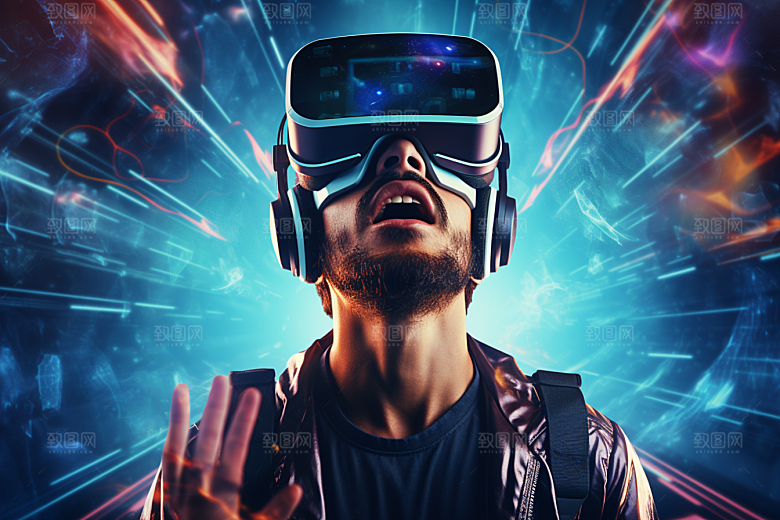 赛博VR眼镜信息技术未来素材