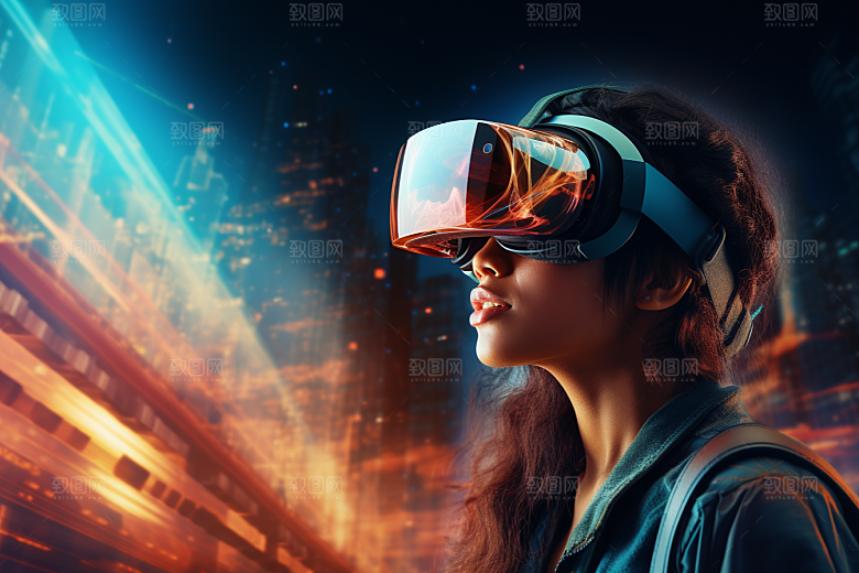 赛博VR眼镜头戴式眼镜信息技术素材