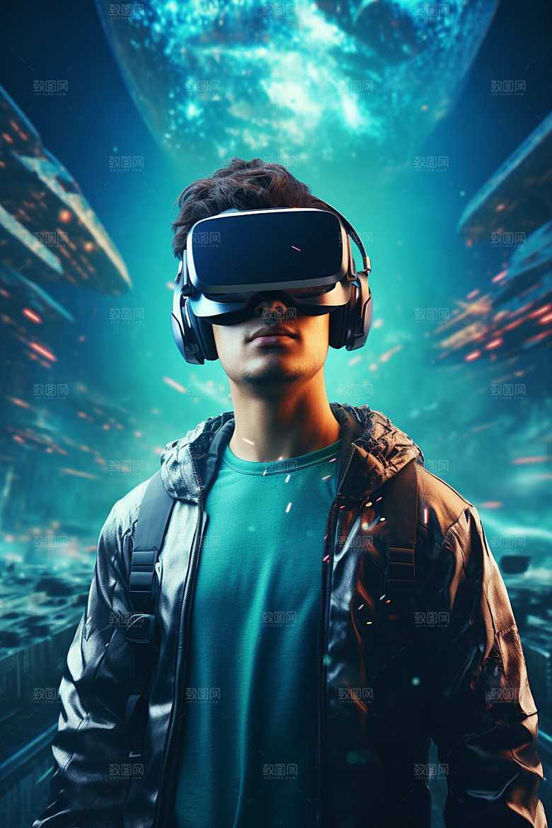 赛博VR眼镜光效夜之城素材