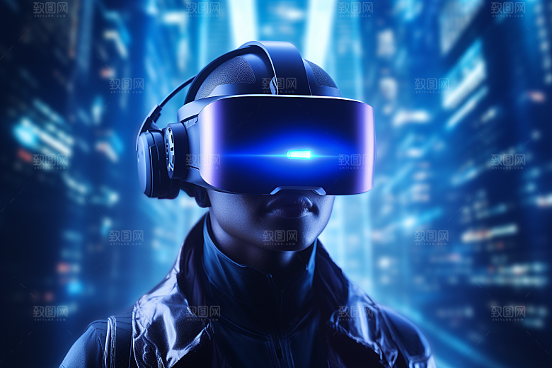 赛博VR眼镜光效科幻素材