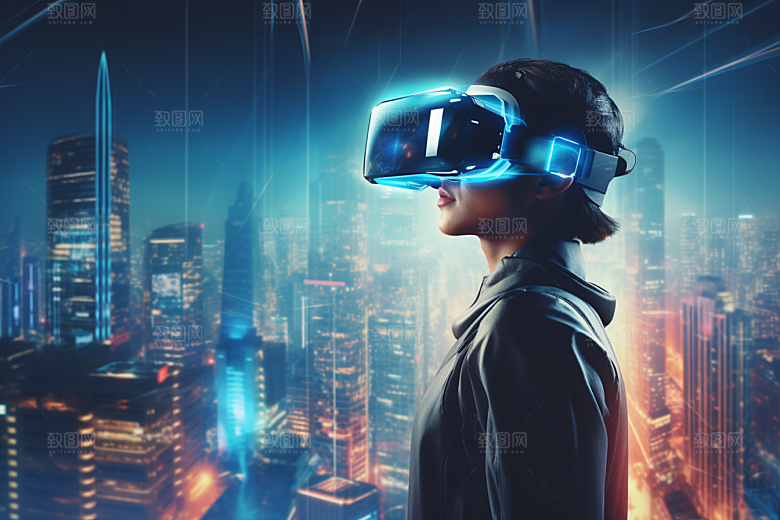 赛博VR眼镜头戴式眼镜电子设备素材