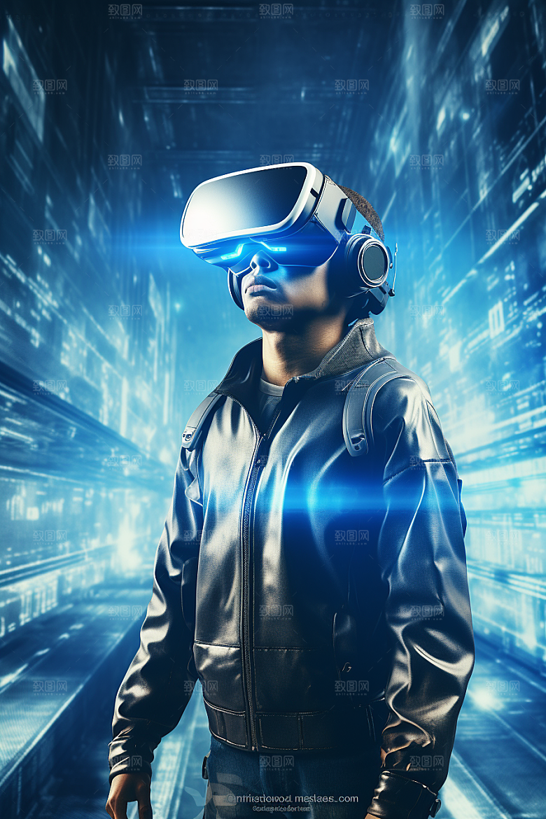 赛博VR眼镜光效信息技术素材