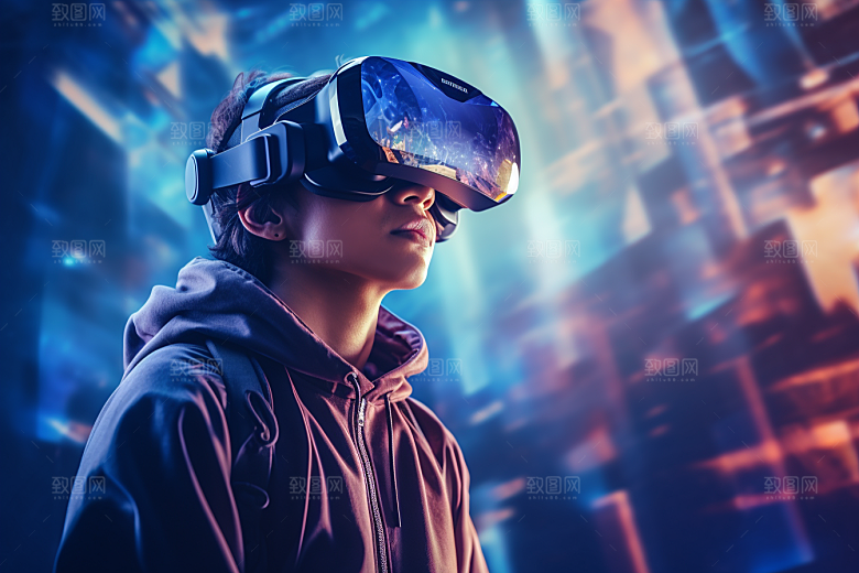 赛博VR眼镜光效科幻素材
