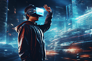 赛博VR眼镜科幻头戴式眼镜素材