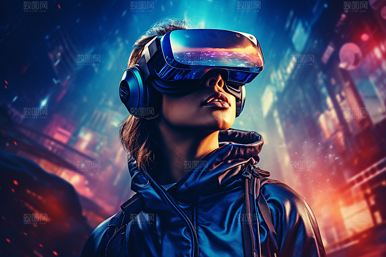 赛博VR眼镜科幻信息技术素材