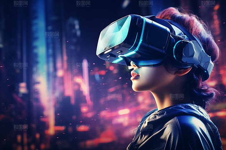 赛博VR眼镜时尚夜之城素材