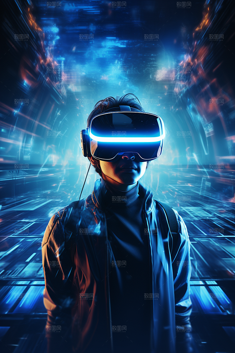 赛博VR眼镜科幻信息技术素材