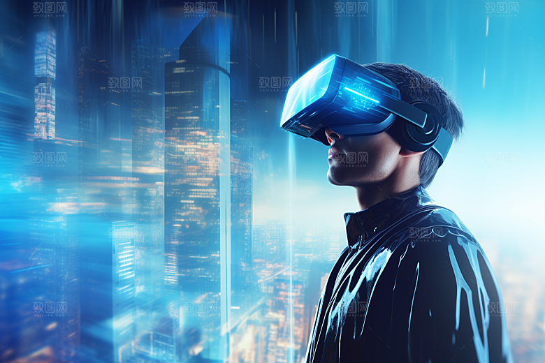 赛博VR眼镜光效信息技术素材