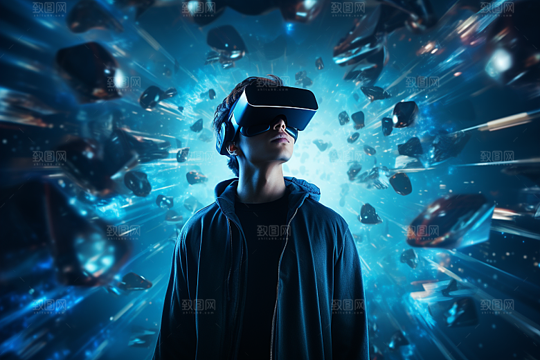 赛博VR眼镜头戴式眼镜科技素材