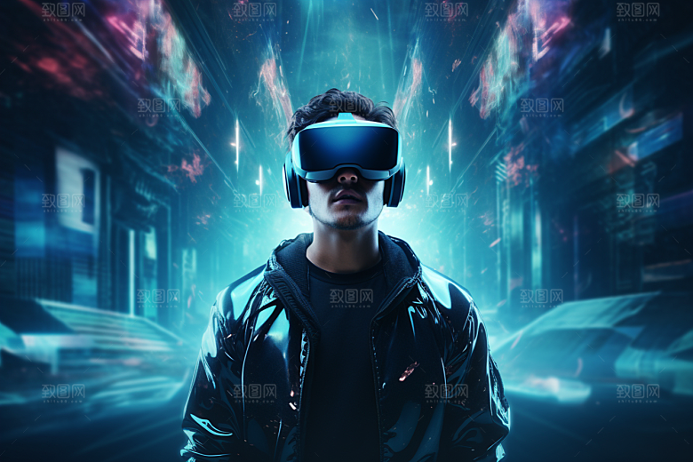 赛博VR眼镜科幻信息技术素材
