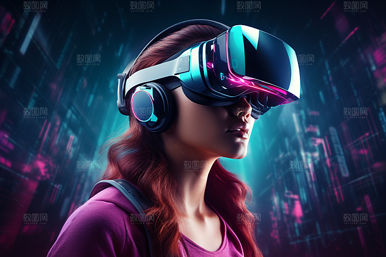 赛博VR眼镜光效电子设备素材
