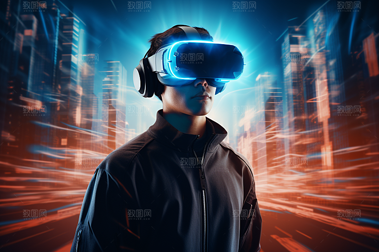 赛博VR眼镜光效头戴式眼镜素材