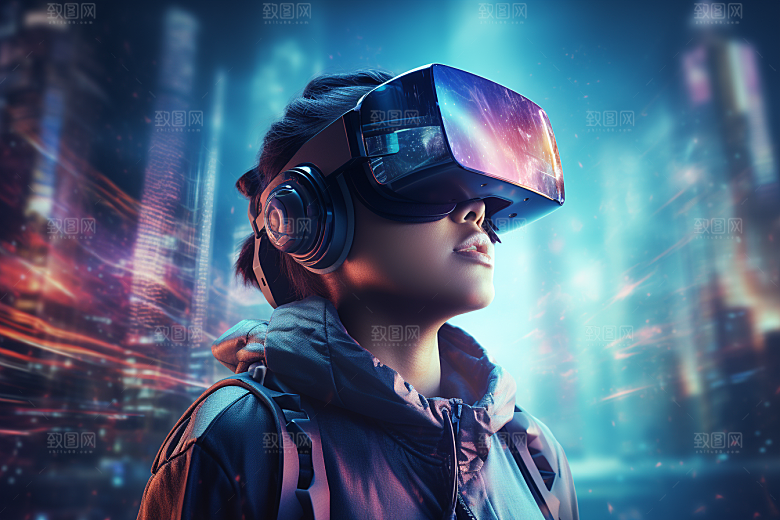 赛博VR眼镜头戴式眼镜未来素材
