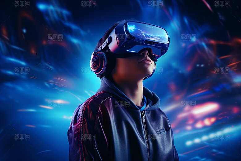 赛博VR眼镜头戴式眼镜科技素材