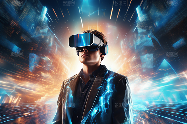 赛博VR眼镜光效信息技术素材