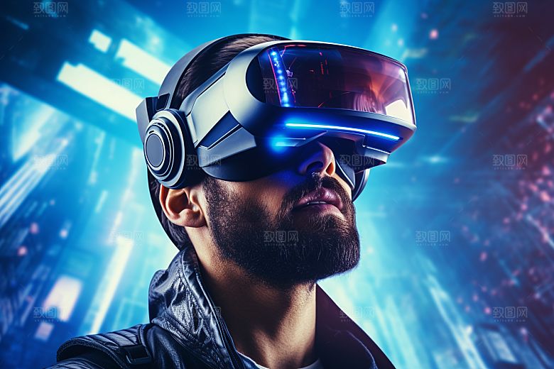 赛博VR眼镜科技信息技术素材
