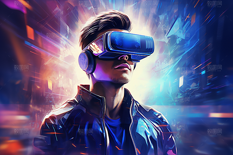 赛博VR眼镜头戴式眼镜科技素材