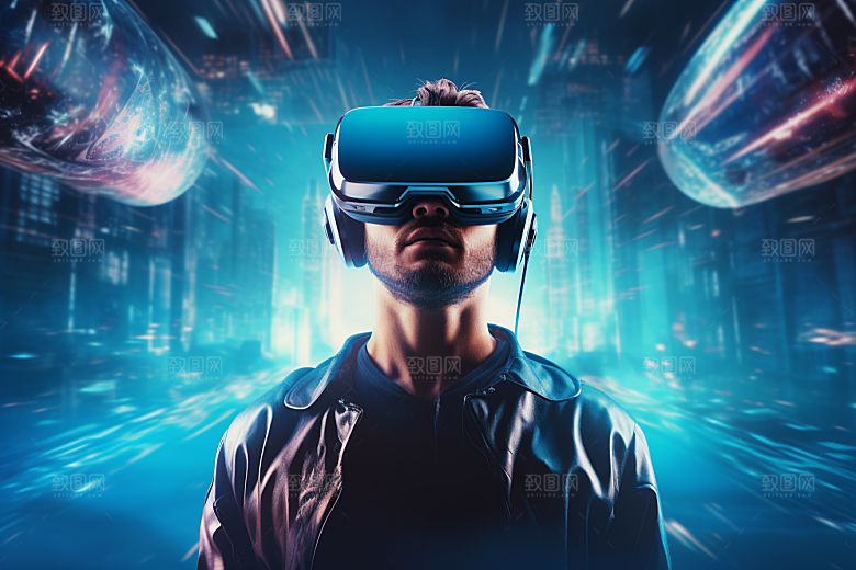 赛博VR眼镜信息技术科技素材