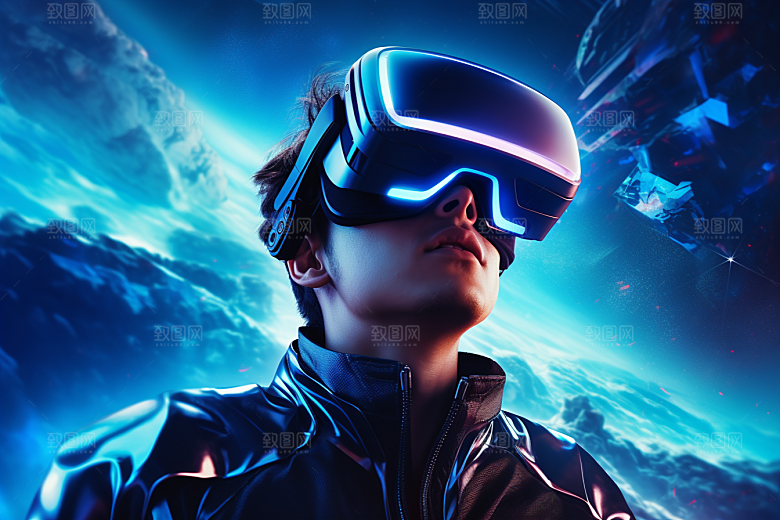 赛博VR眼镜光效信息技术素材