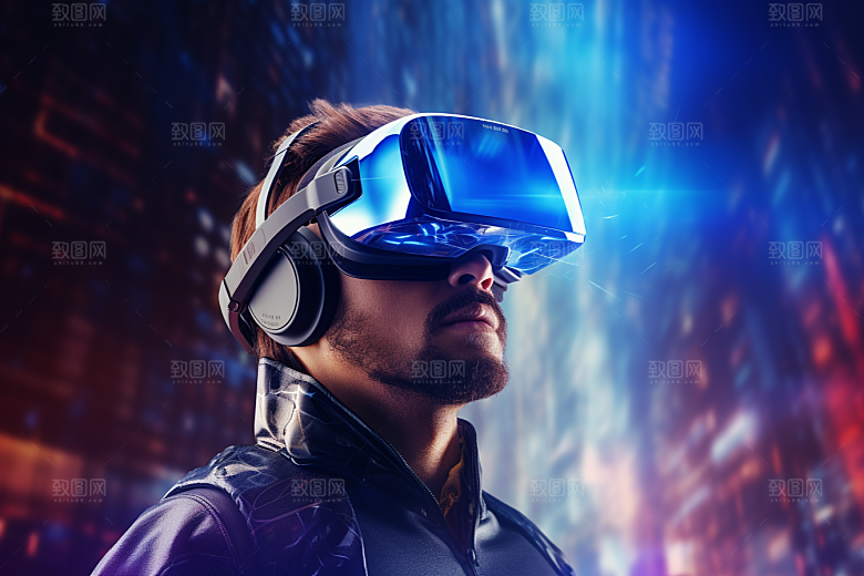赛博VR眼镜光效头戴式眼镜素材