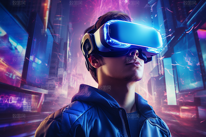 赛博VR眼镜科幻信息技术素材
