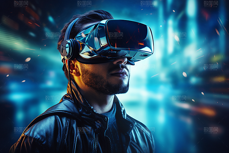 赛博VR眼镜信息技术科幻素材