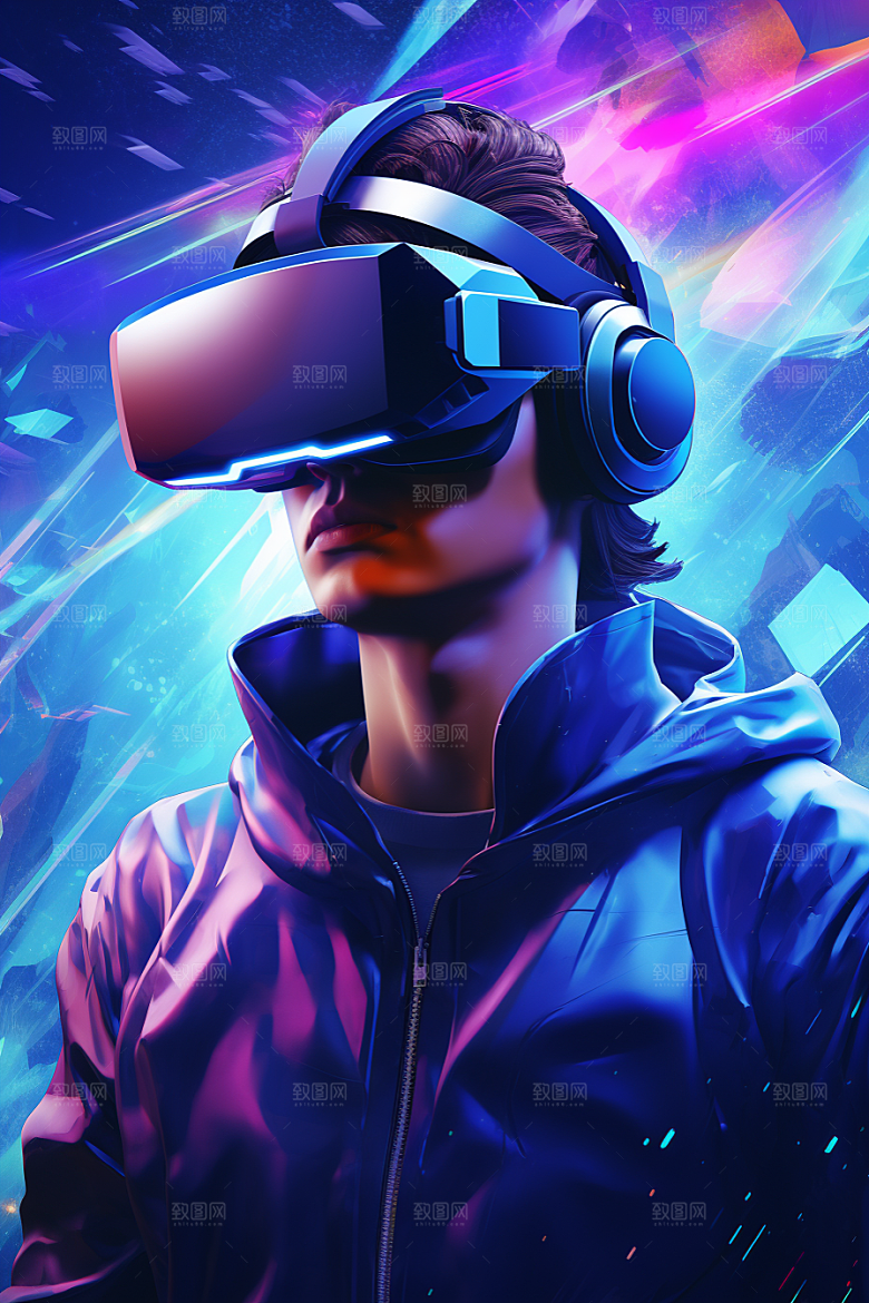 赛博VR眼镜光效头戴式眼镜素材