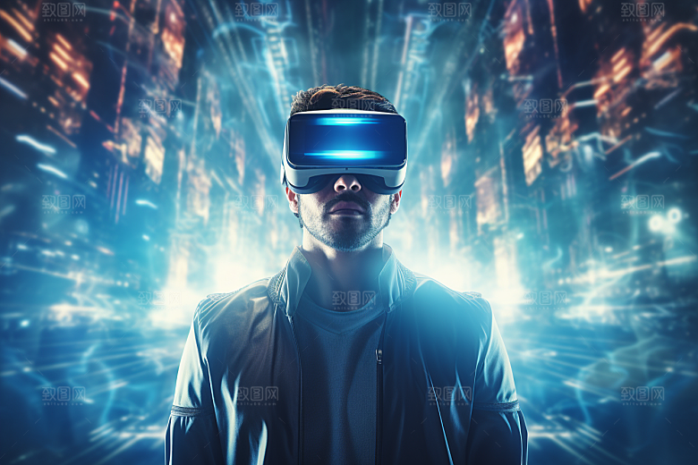 赛博VR眼镜科幻信息技术素材