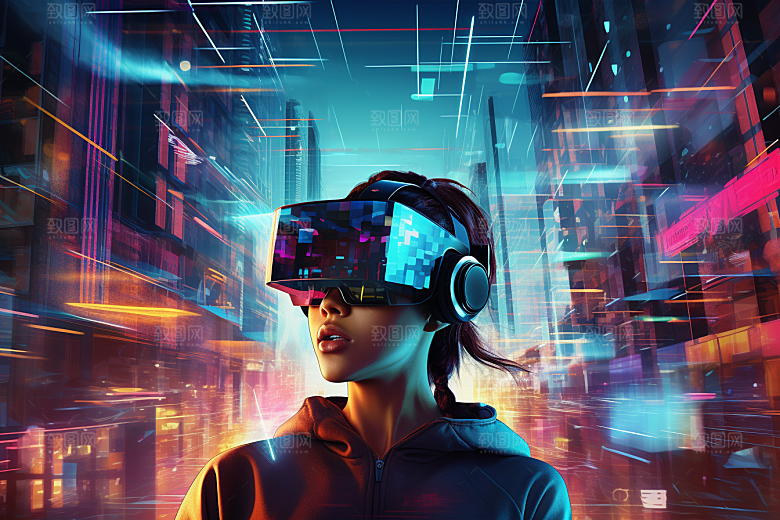 赛博VR眼镜光效信息技术素材